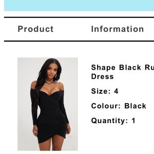 Pretty Little Thing Shape Black Ruched Bardot Bodycon Dress
